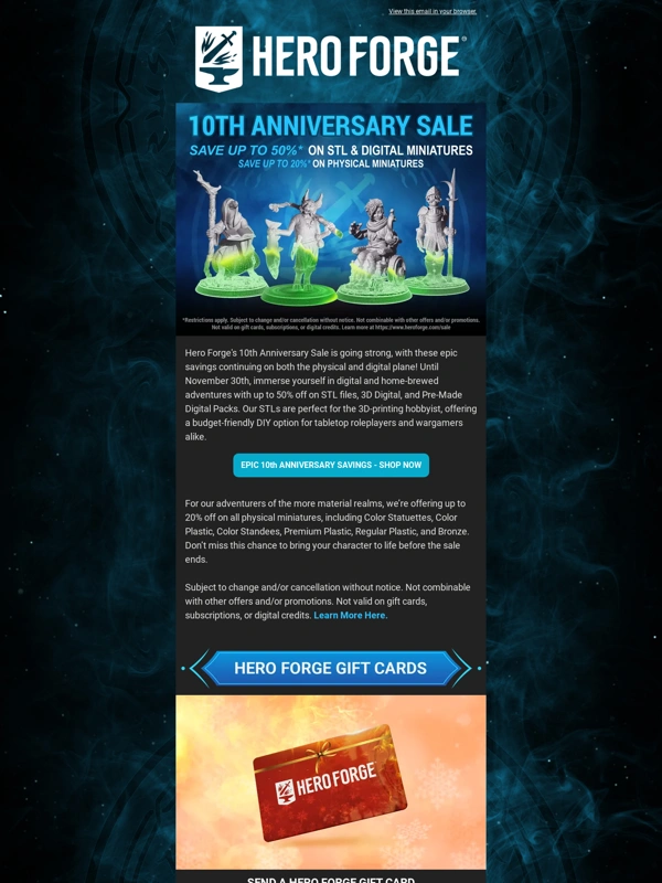 Hero Forge - ? Hero Forge® - 10th Anniversary Sale
