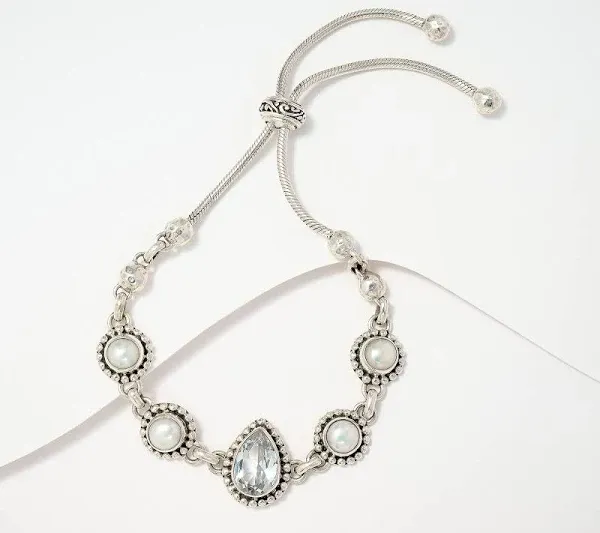 R. Manse SS Gem & Cultured Pearl Bracelet