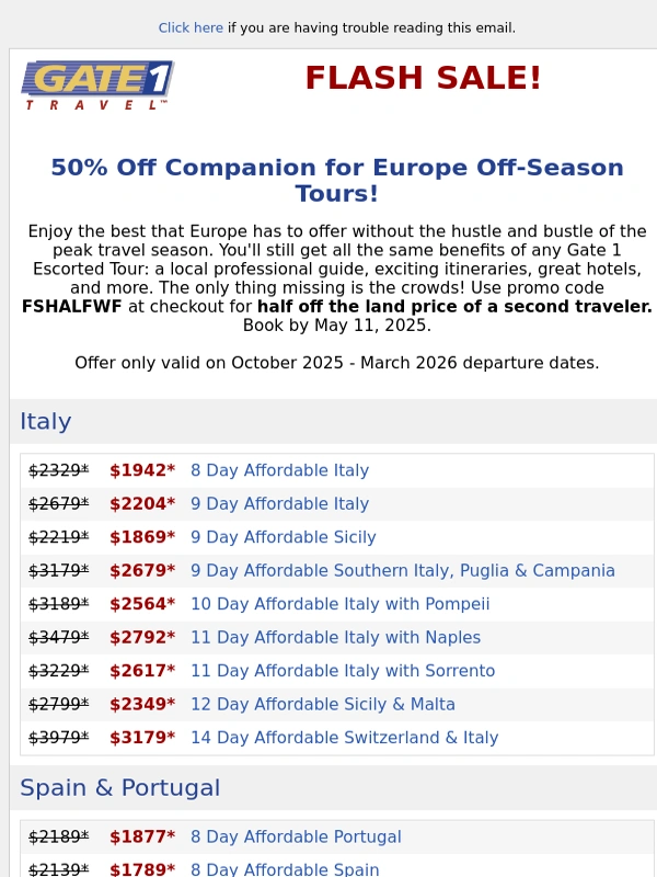 Gate 1 Travel - Winter Europe Tours on Sale | Save 50% off Companion
