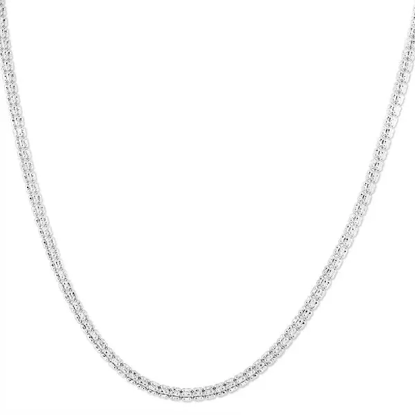 14K White Gold Iced Diamond-Cut Chain Necklace