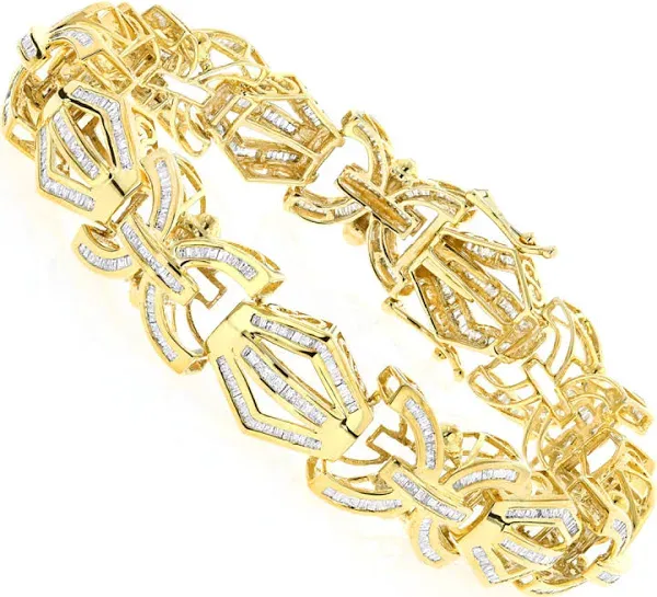 Modern Solid 10K White Gold Men's Baguette Diamond Bracelet (7.95ct)