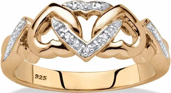 PalmBeach Jewelry 18K Gold Over Sterling Silver Diamond Accent Interlocking Hearts Ring