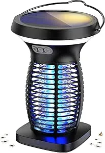 OnBeam Solar Bug Zapper Outdoor, Mosquito Zapper Outdoor Waterproof Electric Fly Zapper Rechargeable Mosquito Killer with Solar Panel, 4200V Fly Trap Indoor for Home Backyard, Patio, Garden, Camping