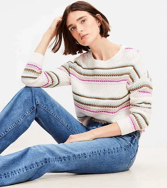 Loft Women's Striped Pointelle Sweater