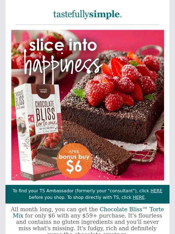 Tastefully Simple - NEW! It's chocolate bliss! ?