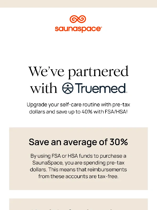 SaunaSpace - Exciting news: we're now FSA/HSA eligible ?