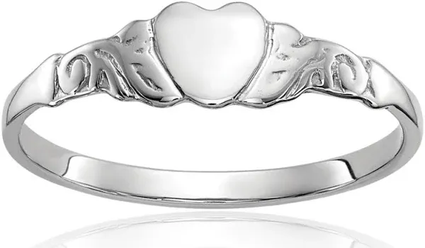 10K Solid Yellow Gold Heart Ring Size