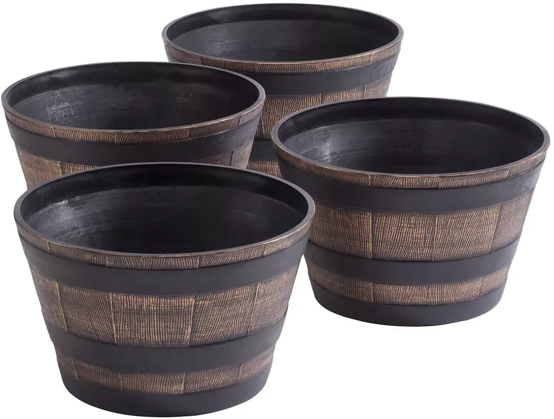 Miles Kimball Barrel Planters Set of 4