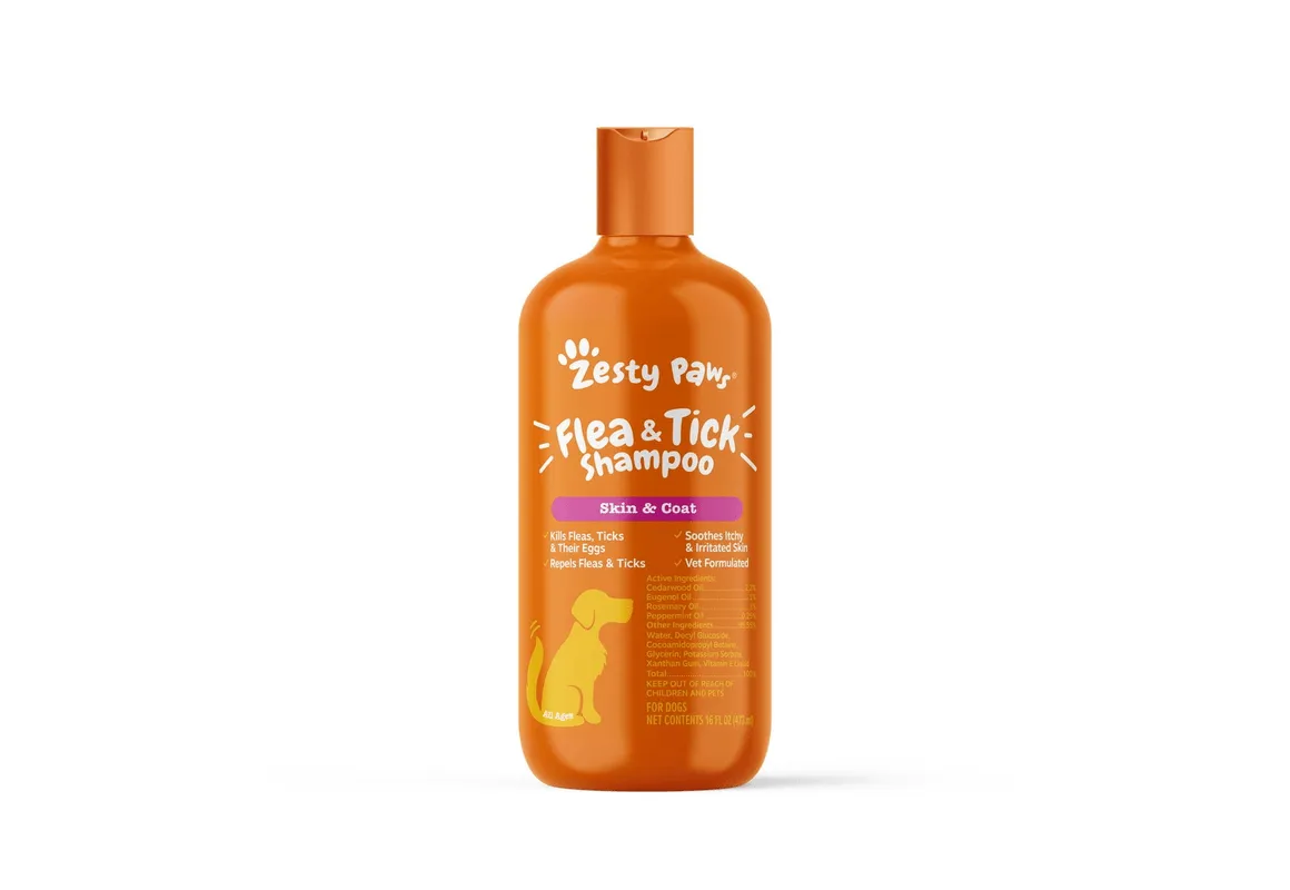 Zesty Paws Flea & Tick Shampoo for Dogs, 16 oz