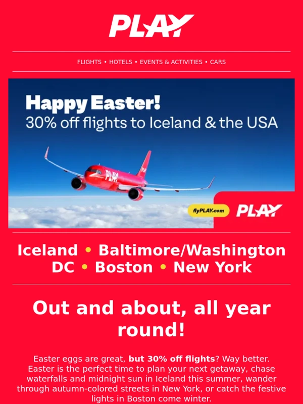 Flyplay - 30% off flights to Iceland & the USA ✈️