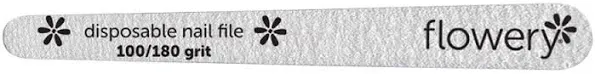 Flowery Disposable Nail File Cushion Core 100/180 Grit Silver (Pack of 100)