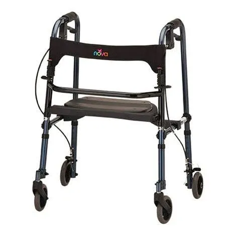 Nova Medical Cruiser De-Light Four-Wheel Folding Walker with Basket