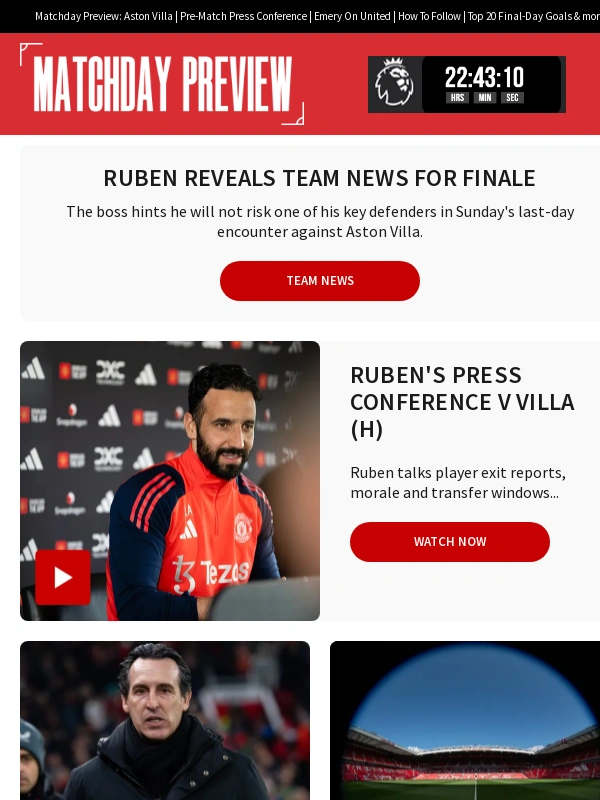 Manutd - Ruben reveals team news for finale