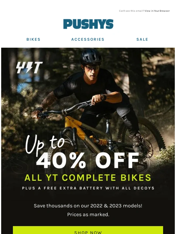 Pushys - Up to 40% off YT Bikes ?
