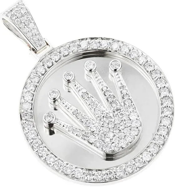 ItsHot Rolex Style Diamond Pendant 3ct 10K Gold Crown Medallion