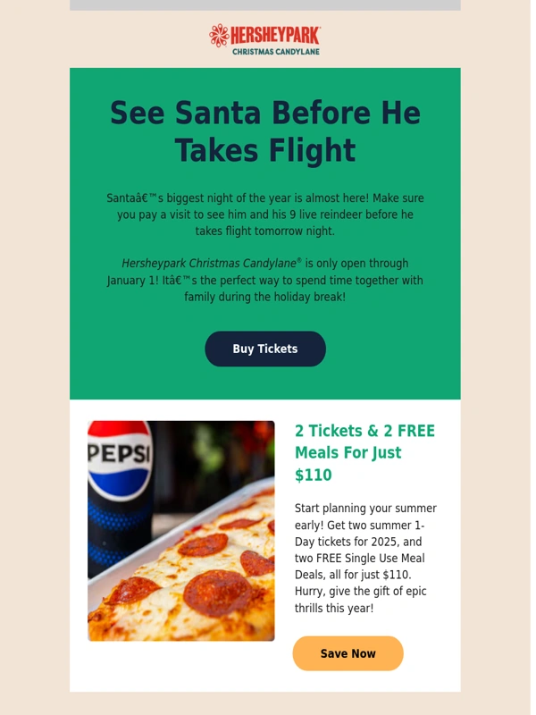 Hershey Park - Last Chance To See Santa ??