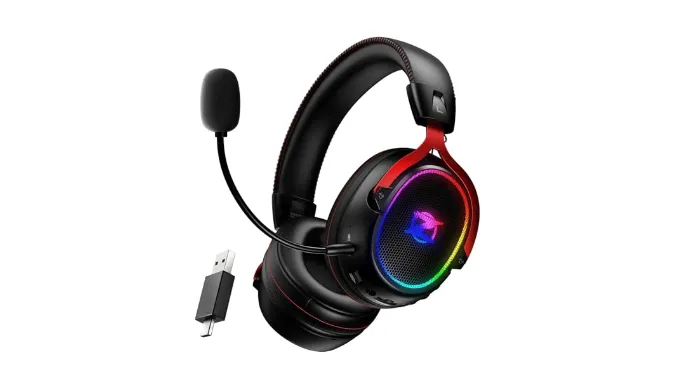 Ozeino Wireless Gaming Headset for Ps5 Ps4 PC Laptop Switch -2.4GHz Wireless Headphones with Detachable Noise Canceling Microphone 40H Playtime, Black