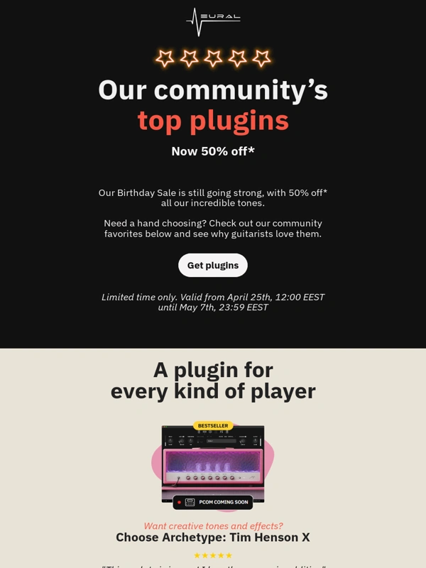 Neural DSP - Our community’s top plugins ? (50% off)