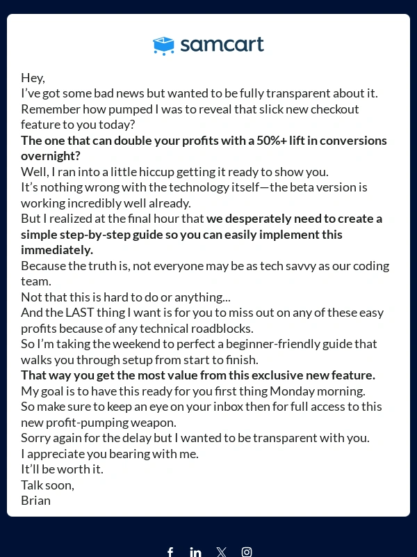 SamCart - Bad news,my friend ?