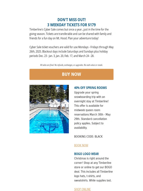 Timberline Lodge - 3 Midweek Lift Tickets for Just $179