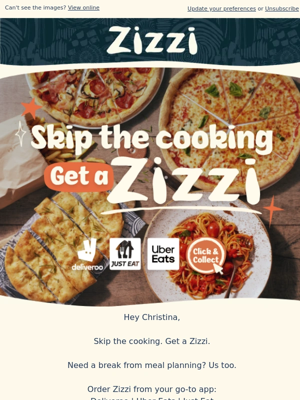 Zizzi - Skip the cooking. Get a Zizzi