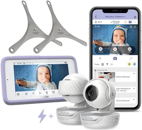 Hubble Connected Nursery Pal Deluxe Twin Smart Baby Monitor