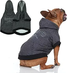 Reebok Premium Fleece Cozy Warm Perfect Dog Hoodie with Leash Hole (Printed Night Black)