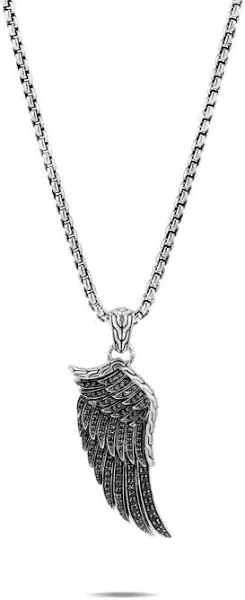 John Hardy Men's Sterling Silver Eagle Wing Pendant Necklace with Black Spinel