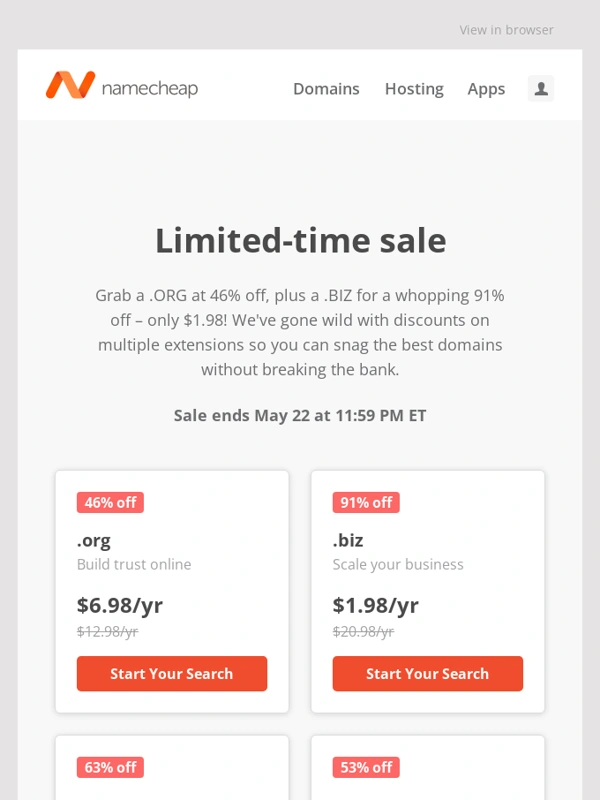 Namecheap - 91% off .BIZ domains – now only $1.98