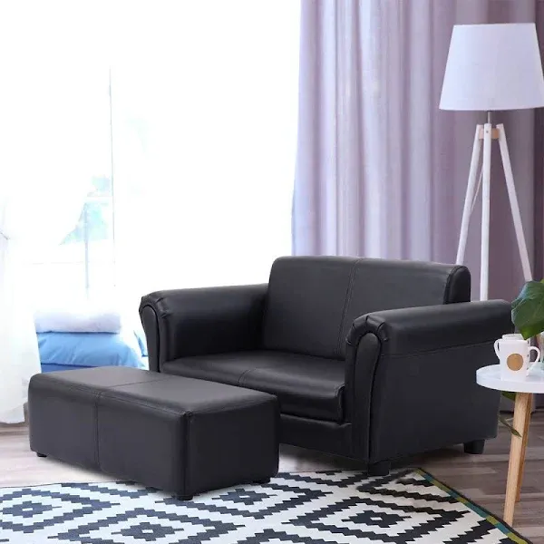 Costway Kids Double Sofa with Ottoman