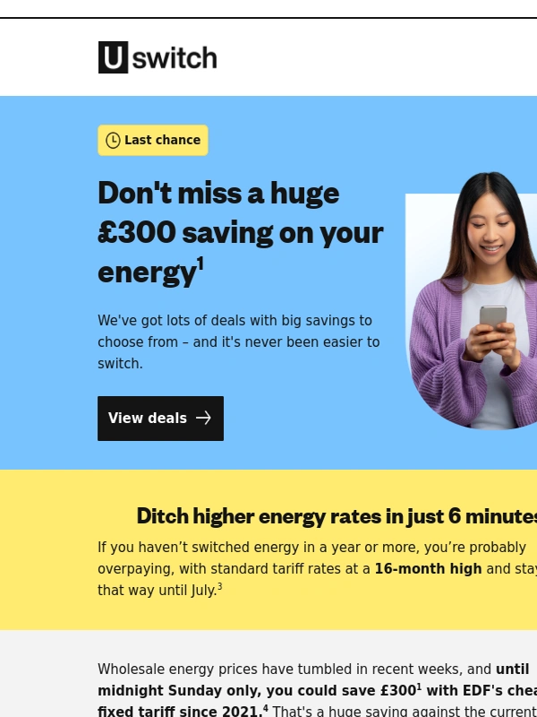 uSwitch - Save a huge £300 on your energy