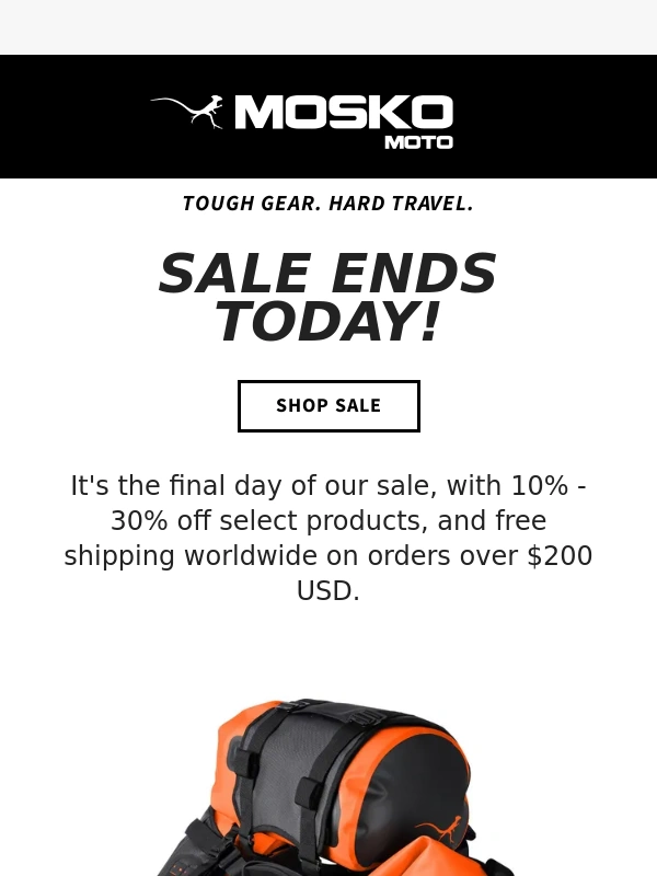 Mosko Moto - Our Sale Ends Today! Last Chance To Get 10 - 30% Off Select Mosko Products
