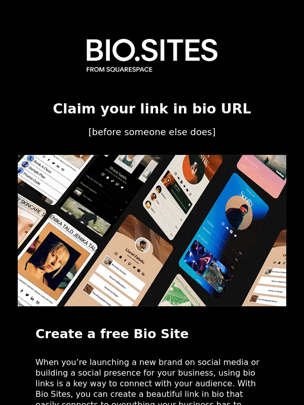 Squarespace - Create a free custom link in bio