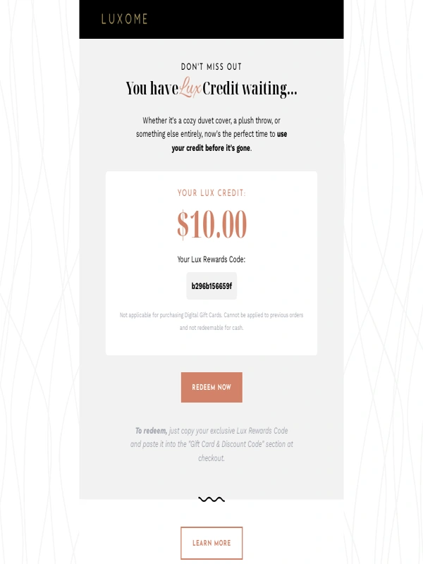 Luxome - It's time to use your Lux Credit!