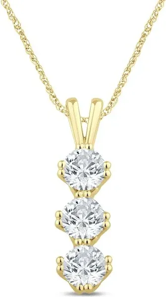 1 1/2 ct. tw. Lab Grown Diamond Three-Stone Drop Pendant Necklace in 14K
