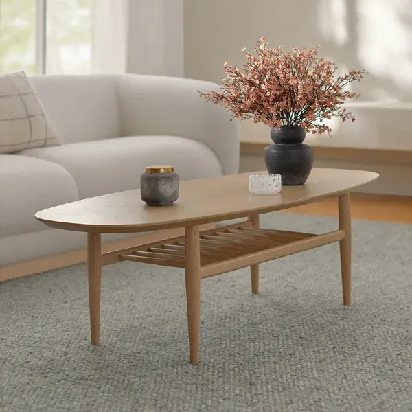 Article Lenia 53.5 Oval Coffee Table - White Oak