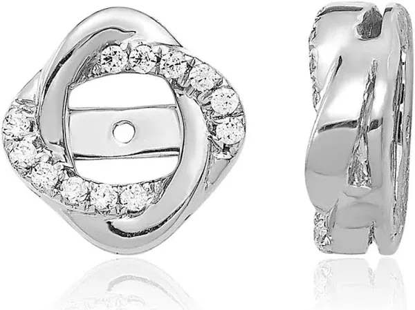14K White Gold Diamond Stud Earring Jacket (0.12 Carat)