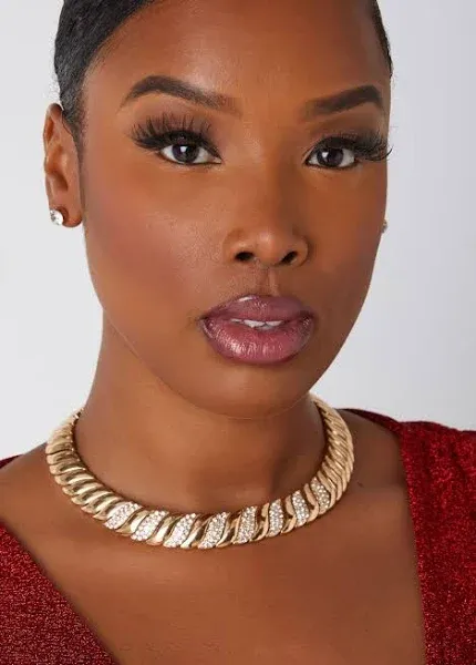 Ashley Stewart Plus Size Pav Crystal Necklace