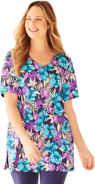 Plus Size Women's Easy Fit Short Sleeve V-Neck Tee by Catherines