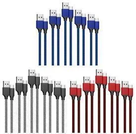 5-Pack of Two-Tone Braided USB-C Charging Cables