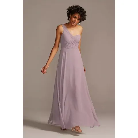 David's Bridal Full Skirt Dress with One Shoulder