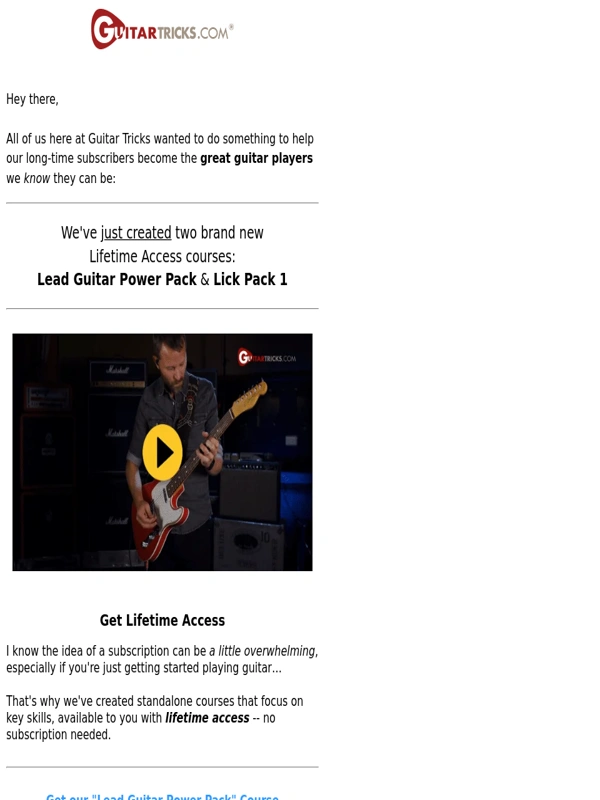 Guitar Tricks - Get lifetime access to our new courses ?