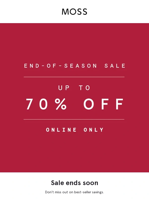 Moss Bros - Sale ends soon