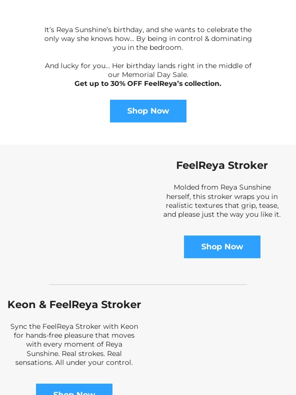 Kiiroo - Save Up To 30% During Reya’s Birthday!