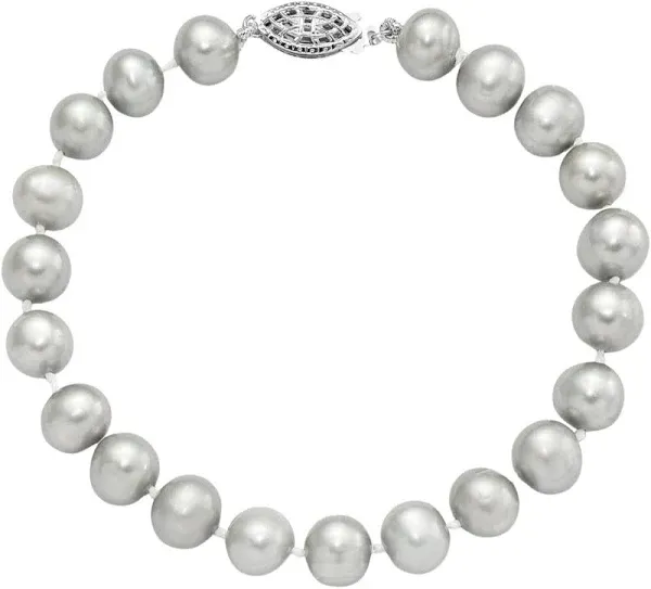 925 Sterling Silver Freshwater Cultured Pearl Chain Bracelet