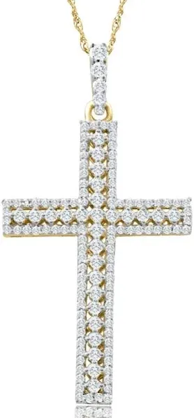 Pompeii3 1/2Ct Lab Grown Diamond Cross Pendant Necklace in 10K Yellow Gold