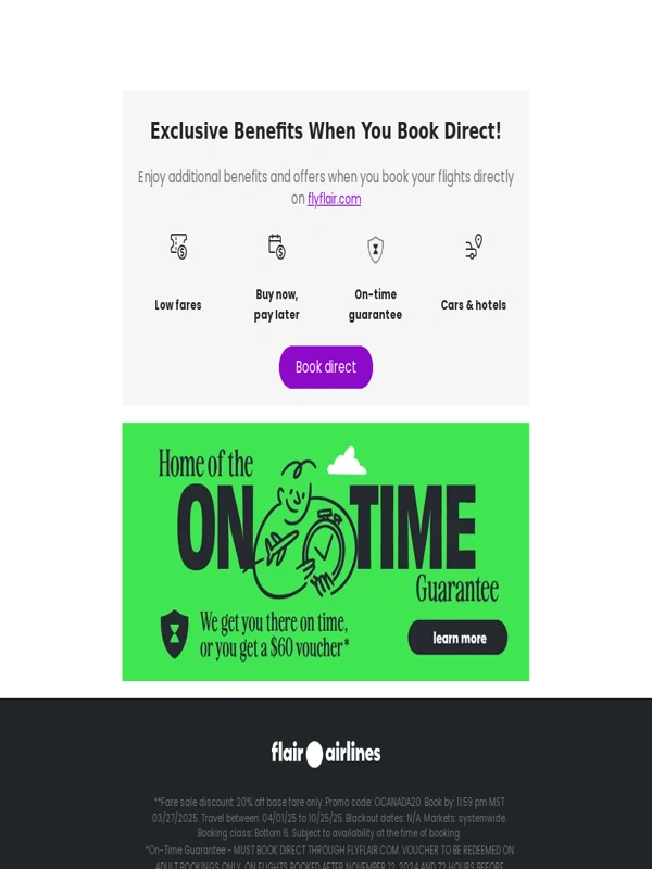 Flair Airlines - Get ‘er done! 20% off ends at midnight!