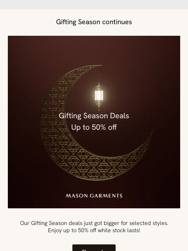 MASON GARMENTS - Further price reductions on the Gifting Season deals!
