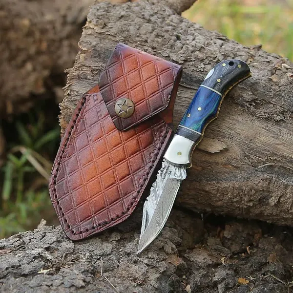 Damascus Folding Hunting Knife