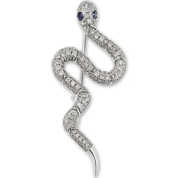 Bloomingdale's Fine Collection Black & White Diamond Snake Brooch in 14k